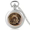 Pocket Watches Vintage Steampunk Skull Design Silver Glass Dome Watch Men Women Punk Style Pendant Necklace Hours Clock Gifts