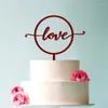 Party Supplies Love Cake Topper Gold Wedding Wood Sign Custom Circle Wreath
