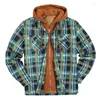 Men's Casual Shirts Flannel Plaid Big And Tall Winter Coats For Men Quilted Thicken Lined Shirt Full Zip Hooded Jacket272N