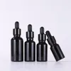 Garrafas de armazenamento 5ml 10ml 15ml 30ml 50ml garrafa de conta -gotas preta com pipeta de vidro vazio de óleo essencial recipientes de cosméticos 10pcs/lote