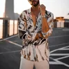 Mens Casual Shirts 2022 Designer Streetwear Fashion Ink Printing Button Up Shirt Regular Fit Lapel Hawaiian Long Sleeve