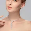 Kolczyki naszyjne Zestaw biały wielki moda Bling Crystal Choker Zestawy akcesoriów ślubnych