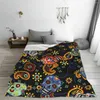 Blankets Soft Warm Flannel Blanket Cute Day Of The Dead Skulls With Bandana Paisley Travel Portable Winter Throw Thin Bed Sofa