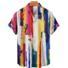 Camicie casual da uomo 2022 Camicia hawaiana fresca estiva Stampa a righe colorate Maniche corte giornaliere da uomo Top traspiranti leggeri 5xl