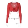 Women's T Shirts Sylph Ribbed O Neck Long Sleeves Appliques Flower Kawaii Sexy Crop Top Shirt 2022 Fall Women Streetwear Outfit Accessories