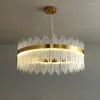 Chandeliers LED Art Deco Postmodern Stainless Steel Glass Gold Round Oval Designer Chandelier Lighting Lustre For Foyer Dinning Room