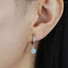 Studörhängen rusade blå sten hög kvalitet dingle huggie hoop pave turquoisesa rose color cz disco charm kvinnor mode smycken