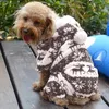 犬のアパレルかわいい冬の温かいクリスマスペット子犬服エルクハートプリントソフトフード付きコートコスチューム