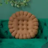 Oreiller en coton pour siège, couleur unie, tapis en forme de biscuit, ornement d'intérieur pour sol, baie vitrée, chaise