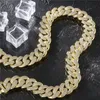 Chaîne lourde pour hommes largeur 18 mm 18/20/24 pouces plaqué or jaune 14 carats Bling CZ pierre Miami chaîne cubaine collier bracelet bijoux pour hommes bijoux punk chaînes lourdes