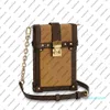 M63913 M67873 Pochette Pochette Canvas القابض العمودي نساء من الجلد الحقيقي المصمم المربع مربع محفظة ميني كروسودي المساء shou1926