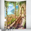 Tapestries 3D Window Sea Home Decor Wall Fabric Castle Flowers Vines Mandala Tapestry Hippie Art Living Room Backdrop Mural