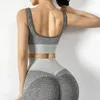 アクティブセット2 Unids/set de yoga gris sin costuras condunto entrenamiento sexy para mujer ropa deportiva gimnasio activa al a
