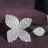 Кластерные кольца Продажа модные роскошные лепестки серебряный цвет Симпатичное модное кольцо Дубай для девочек любовные вечеринка подарки подарки оптом R5433