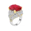 Cluster Rings 2023 In Crown Luxurious Ruby High Carbon Diamond For Women 925 Silver Jewelry Christmas Fine Cocktail Accessories Gift