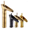 Bathroom Sink Faucets Gold Black Antique Brass Bamboo Single Handle Lever Vessel Basin Faucet Mixer Wine Glass Waterfall Water Taps