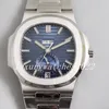 Relógio masculino com mostrador branco cinza e azul de alta qualidade 40,5 mm automático Cal.