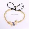 Charm Bracelets 6PCS ZYZ-B7192 CZ Butterfly Chain Bracelet 4mm Copper Braiding Women Macrame Jewelry