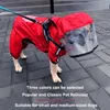 Groothandel hondenkleding Mode Trend Tide Tide Merk Waterdichte hond Regenjassen Reflecterende vier poots polyester medium en grote puppykleding