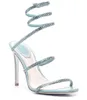 مثير Renes Cleo Crystal-Embilleded Leather Sonchals أحذية سترابي وامرأة لطيفة مضخات فاخرة العلامات التجارية الصيفية Caovillas Lady High Heels Barty Wedding Bridal