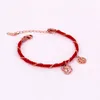 Braccialetti con ciondoli Bestiame Zodiaco Acciaio inossidabile Corda rossa Personaggio fortunato Mucca Cartone animato Bracciale con perline Bracciale Donna Ragazza Bambino Regalo