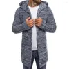 Men's Hoodies Hoodie For Hooded Solid Knit Trench Coat Jacket Cardigan Long Sleeve Outwear Blouse#NFA