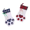 Plaid Christmas Presente Sacos de Presente de Pet Cat Meocks Socks de Natal pendurado pendente de brinquedos Decora￧￣o de bonecas RRA699