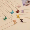 Glass Crystal Butterfly Necklace Translucent 9 Colors Luxury Jewelry Women Pendant Necklace Simple And Elegant Opp Plastic Packaging