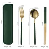 Dinnerware Sets 3-4Pcs Per Set Of Stainless Steel Portable Cutlery Spoon Fork Chopsticks Travel Tableware