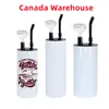 Canada Warehouse Sublimation Straight Hookah Tumblers 15oz 20oz 22oz Stainless Steel Smoking Cups With Lid & Straw DIY Portable Travel Water Bottle B5