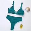 Women's Swimwear Swimming Suit Woman Button Bikinis Swimsuit Beach Green Two Piece Bikini Set 2022 Sexy Lady Tankini Bathing Women