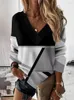 Women's T Shirts Fashion Woman Top 2022 Y2K Clothes Geometric Print Patchwork L￥ng￤rmad Mina best￤llningar Casual Ropa Mujer Shirt Femme