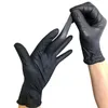 8 pairs in Powder Free Black Nitrile Gloves For Food Grade Waterproof Hypoallergenic Disposable Work Safety