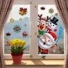 Autocollants de fenêtre mur de noël réfrigérateur autocollant en verre père noël wapiti cadeau joyeux décor pour la maison ornements de noël