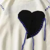 Qnpqyx Harajuku hartvormige patroon Tassel gebreide lelijke truien mannen hiphop vintage casual losse o-neck college pullover paren