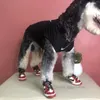 Sapatos para cães de marca, roupas para cães, sapatos antiderrapantes para inverno, tênis antiderrapantes, protetores de patas, conjunto de 4 peças para caminhadas ao ar livre, esportes e pavimento quente A506