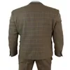 Herrdr￤kter Designer Mens 3 stycken Passar Woolen Herringbone Tan Oak Darted Silhouette Vintage Costume Homme Party