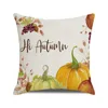 Kudde 45 cm akvarellpumpor Happy Thanksgiving Linen/Cotton Throw Cover Cover Home Decor Cudow Case