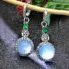 Dangle Earrings 2022 Fashion High-quality Imitation Natural Jade Chalcedony Luxury Emerald Diamond Set Zircon