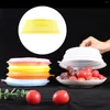 Armazenamento de cozinha dobrável Microondas Splatter Placa de tampa de capa Easy Grip empilhável BPA grátis para vegetais de frutas podem ser pendurados para lava-louças