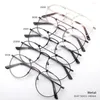 Sunglasses Frames Round Metal Eyeglasses Women Fashion Designer Men Optical 8147 Gray Color 50mm 140