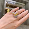 Cluster Rings Vintage Luxury Design 925 Sterling Silver Topaz Ruby Crystal Ring For Women Charms Cocktail Party Wedding Gift Band Fine