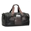 Duffel Bags Водонепроницаемые кожаные туристические сумки для мужчин сумочки 2022 Vintage Duffle Pu Weekend Palaestra Pt1211