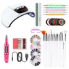 Nail Art Kits Tool Kit met 45W UV LED Nailer Dryer USB -boren 4box Design Gem Rhinestone en Brush stippen NAK007