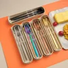 Dinnerware Sets 3-4Pcs Per Set Of Stainless Steel Portable Cutlery Spoon Fork Chopsticks Travel Tableware