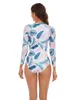 Damenbadebekleidung Reißverschluss One Piece Badeanzug Frau 2023 Surf Rash Guard Langarm Frauen Weibliche Badeanzug Schwimmen Push Up Monokini