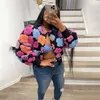 Damenjacken Adogirl Plüsch 3D Blumen Vintage Damenmode Lässig Einreiher Langarm Wollmantel Crop Top Street Outwear