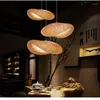 Pendellampor modern bambu ljuskrona asiatisk restauranglampa vardagsrum el kök tak