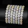 Link Bracelets Iced Out Bling 5A Cz Cubic Zirconia Geometric Square Cluster Tennis Chain 8mm Hip Hop Mens Boy Bracelet9690421