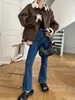 여자 다운 다운 2023 여성의 가죽 모피 코트 양모 재킷 레이켓 패션 긴 소매 장미 두꺼운 한국 외부웨어 겨울 따뜻함